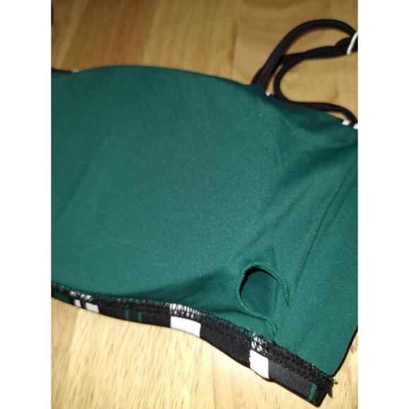 DOLCE VITA Venice Stella Black Green White Stripe Bandeaux Bikini Top Size L - Picture 7 of 8